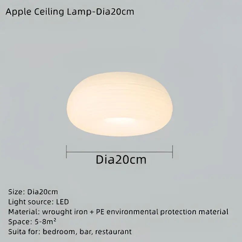 A sleek decorbites apple shape ceiling chandelier with soft white diffuser and led light for bedroom kitchen and dining room