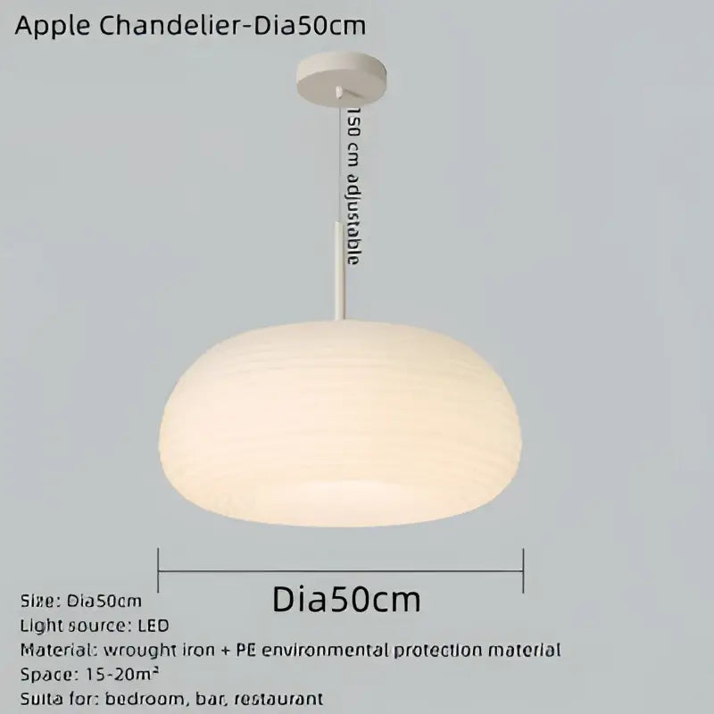 Decorbites apple shape ceiling chandelier with frosted white glass and wrought iron frame for bedroom kitchen dining room