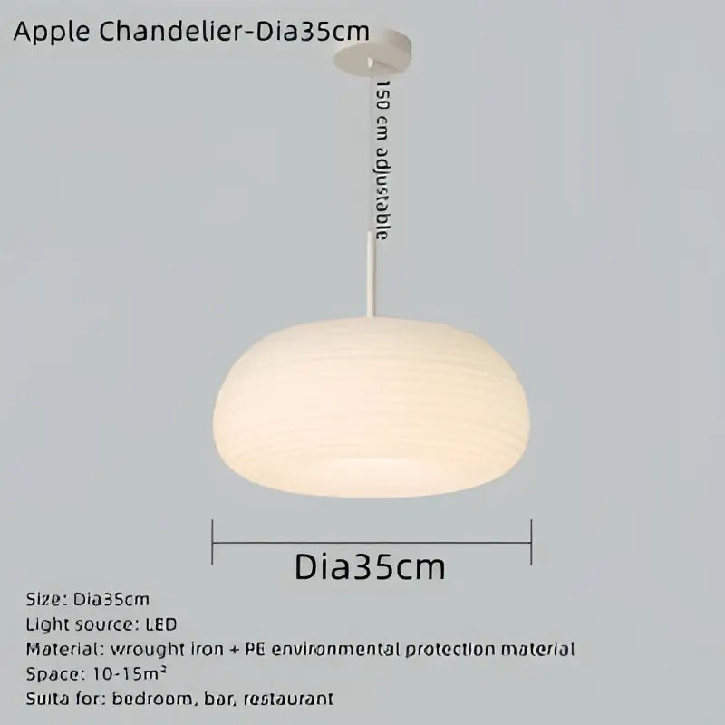 DecorBites apple shape ceiling chandelier with frosted white diffuser and wrought iron frame for bedroom and kitchen