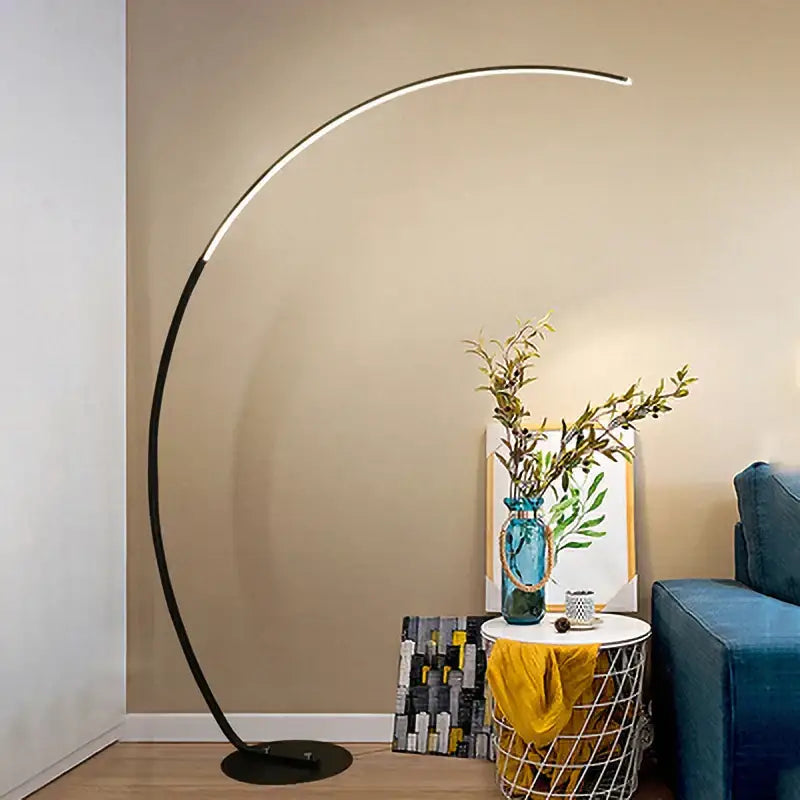 Modern black arched floor lamp decorbites arc led with sleek curved design and integrated led lighting for minimalist decor