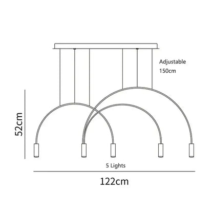 Modern minimalist decorbites arc pendant light with five curved adjustable metallic arms for kitchen island lighting