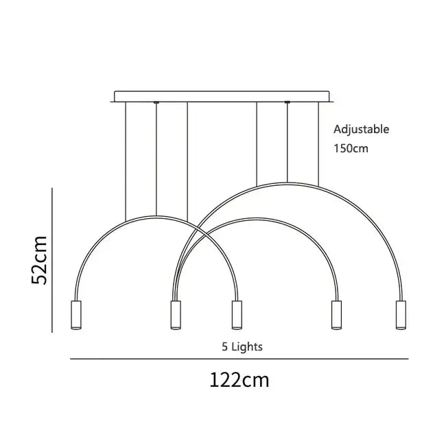 Modern minimalist decorbites arc pendant light with five curved adjustable metallic arms for kitchen island lighting