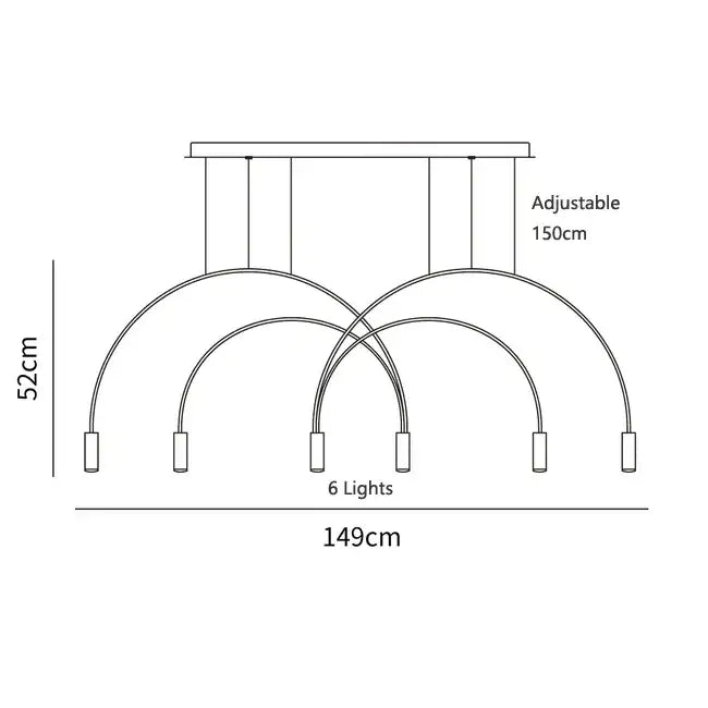 Modern minimalist decorbites arc pendant light with six adjustable curved metallic arms for kitchen island lighting