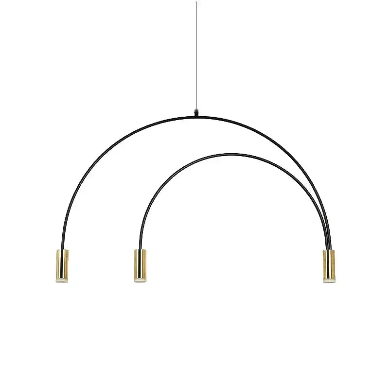 Black and brass decorbites arc pendant light chandelier with three curved arms for kitchen island lighting