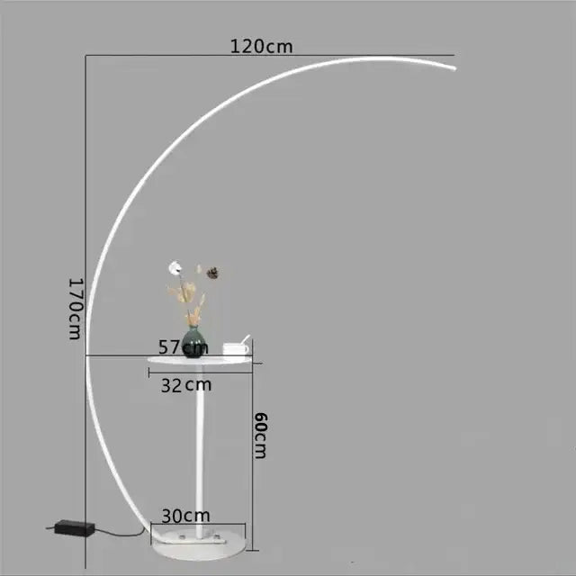 Modern white curved floor lamp with arc shape and integrated led lighting by decorbites arc shape for living room decor