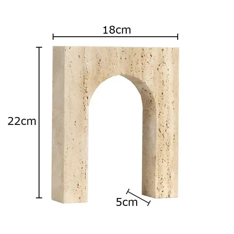 Beige stone decorbites arch stone geometry ornament 18cm wide textured surface modern room decoration