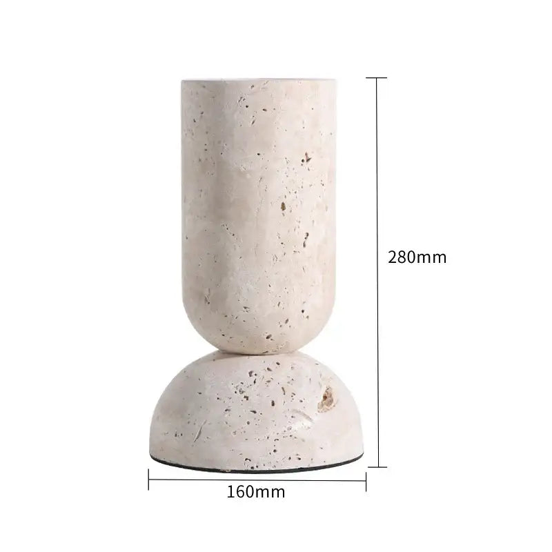 Minimalist off-white concrete decorbites archway shape travertine vase with cylindrical top and dome-shaped base for home decor