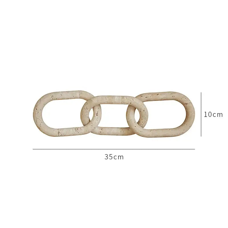 DecorBites archway shape travertine sculpture in beige cork with three interlocking oval links for home decor