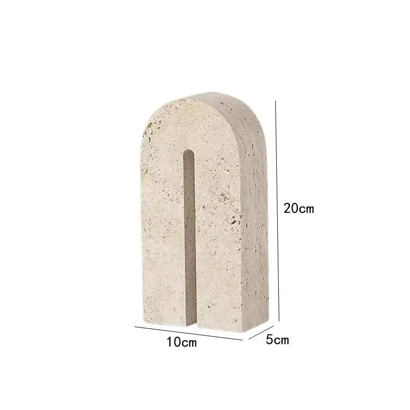 Beige textured stone archway shape travertine sculpture figurine 20cm tall 10cm wide decorbites archway shape for home decor