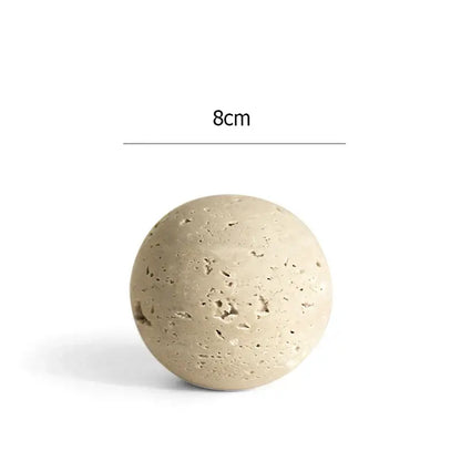 Beige concrete sphere 8cm diameter in decorbites archway shape travertine sculpture figurine for home decor
