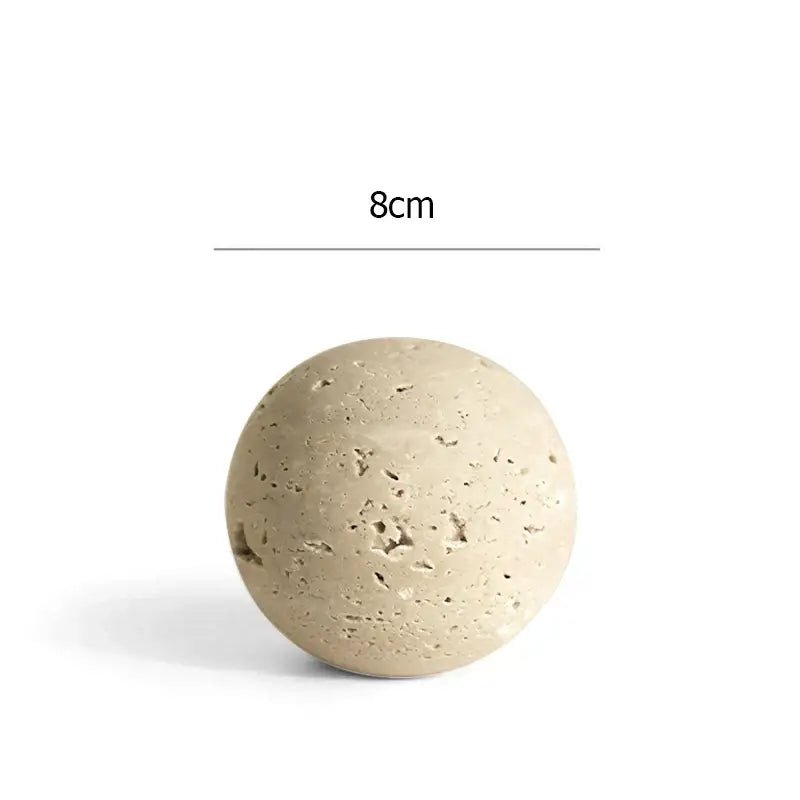 Beige concrete sphere 8cm diameter in decorbites archway shape travertine sculpture figurine for home decor
