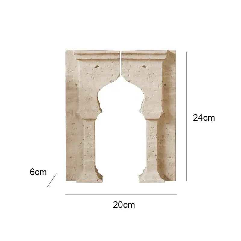 Beige stone fireplace with archway shape travertine decorative pillars in decorbites archway shape sculpture for home decor