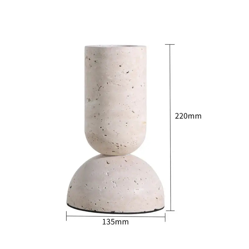 Minimalist concrete vase with cylindrical upper section and rounded dome base in decorbites archway shape travertine style