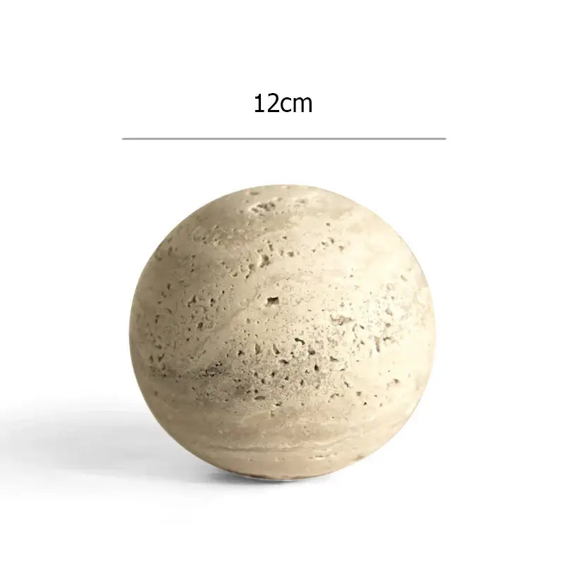 A 12cm diameter spherical planter in light beige textured concrete for decorbites archway shape travertine sculpture decor