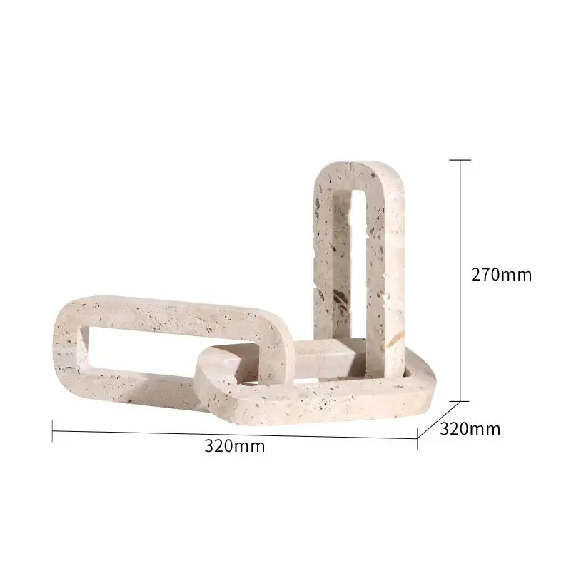 Beige stone decorbites archway shape travertine sculpture figurine with interlocking rectangular links for home decor