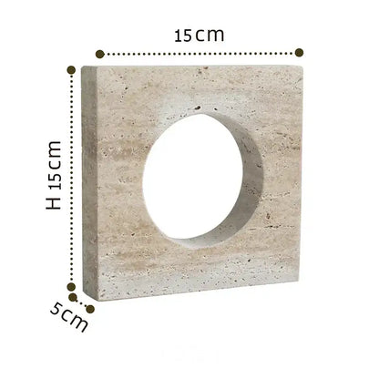 Beige travertine decorbites archway shape planter with central circular hole 15cm by 15cm by 5cm for home decor
