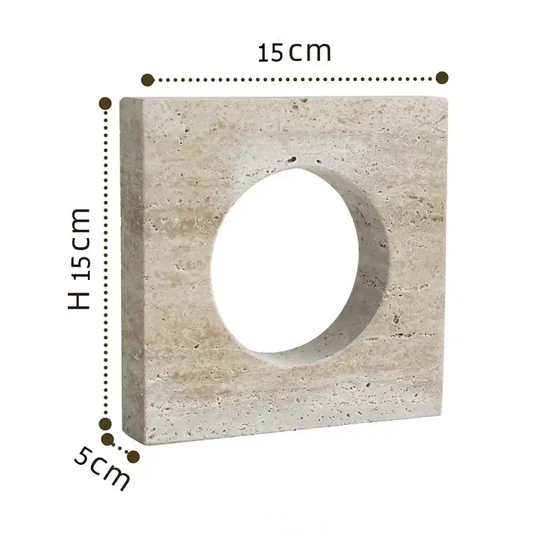 Beige travertine decorbites archway shape planter with central circular hole 15cm by 15cm by 5cm for home decor