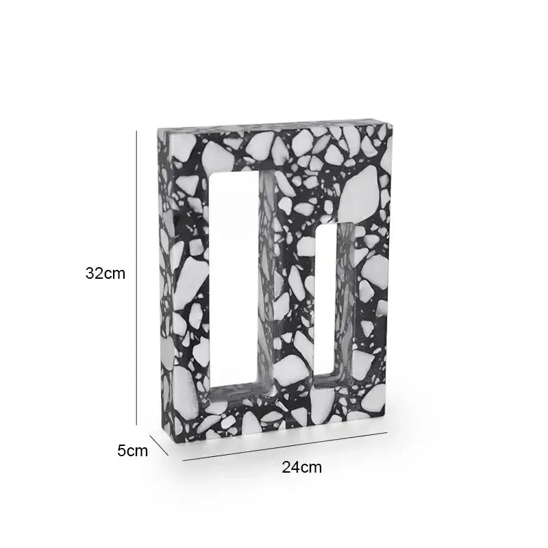 A sleek 32cm-tall black and white terrazzo sculpture acrylic decorbites archway terrazzo for home decor