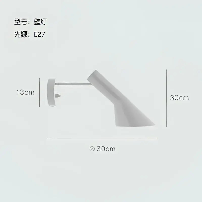 White minimalist wall sconce with angular design and e27 bulb socket by decorbites arne jacobsen corner floor lamp series