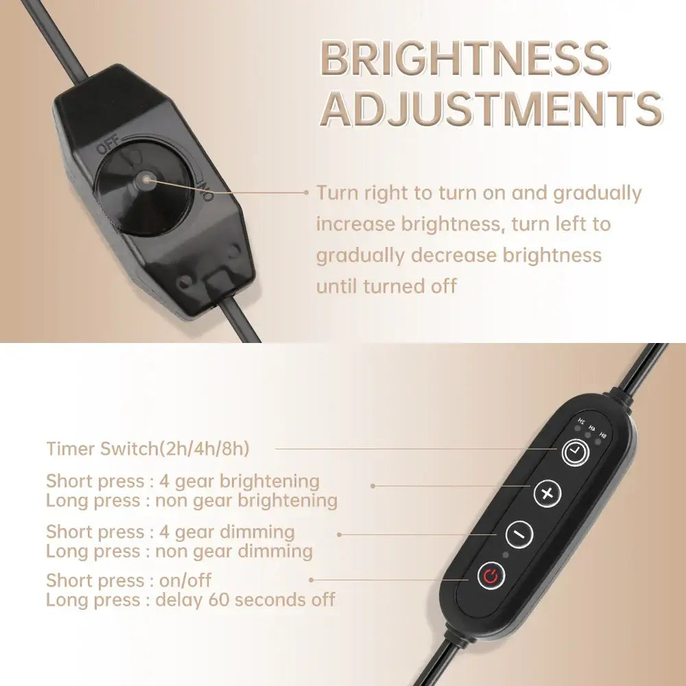 Black plastic remote control with circular dial and buttons for brightness timer and power for decorbites aromatherapy melting lamp