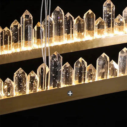 Modern decorbites arrow crystal led chandelier with two tiers of clear glass prisms for living room and bedroom lighting