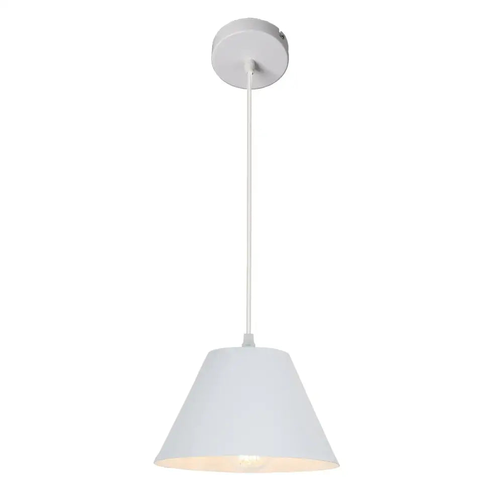 White conical pendant lamp with matte finish and warm interior from DecorBites Art colorful pendant for modern dining room lighting