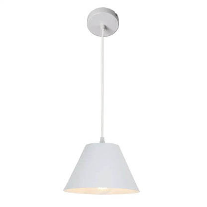 White conical pendant lamp with matte finish and warm interior from DecorBites Art colorful pendant for modern dining room lighting