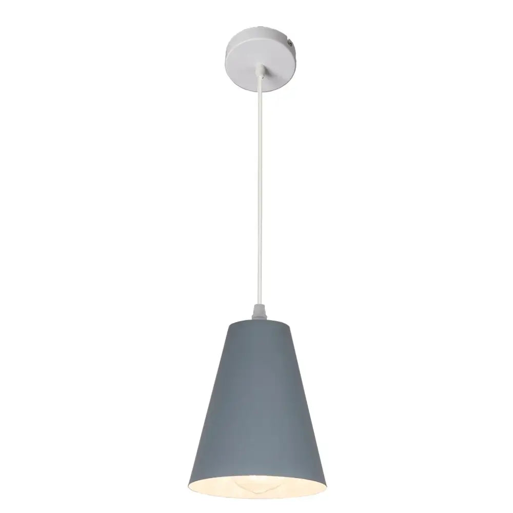 Modern gray conical pendant lamp with white ceiling mount and cord for decorbites art colorful dining room lighting
