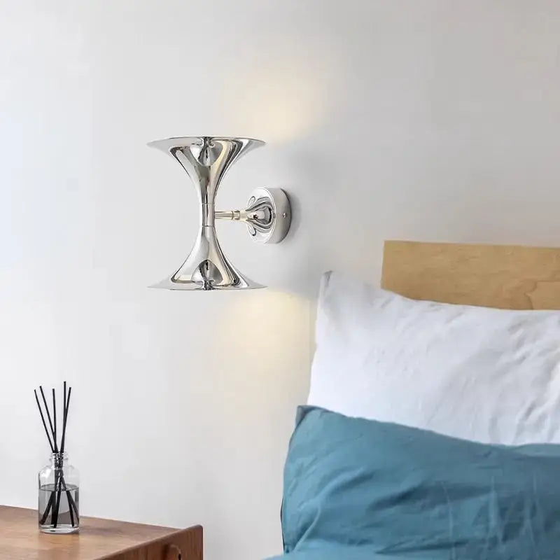 Decorbites™ art deco chrome horn wall lights feature sleek hourglass sculptural wall lights for indoor use
