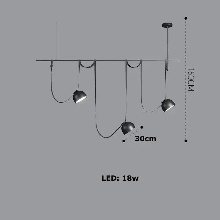 Modern black metal cross belt hanging lamp with three spherical led bulbs and orange lustre finish for living room use
