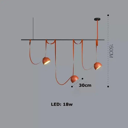 DecorBites™ art deco cross belt orange lustre hanging lamp with sleek curved cords and spherical lampshades for living room