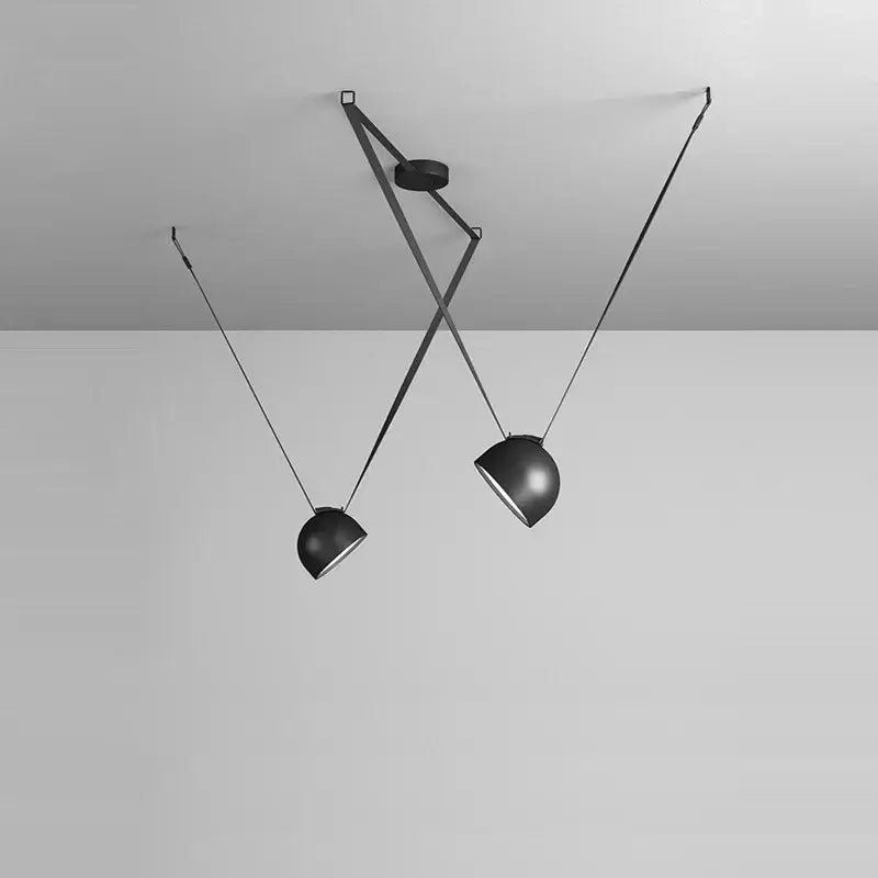 DecorBites™ cross belt black orange lustre hanging lamp with matte adjustable pendant lights and angular metal arms