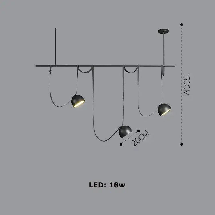 Modern black metal cross belt hanging lamp with three spherical orange lustre shades for living room decor
