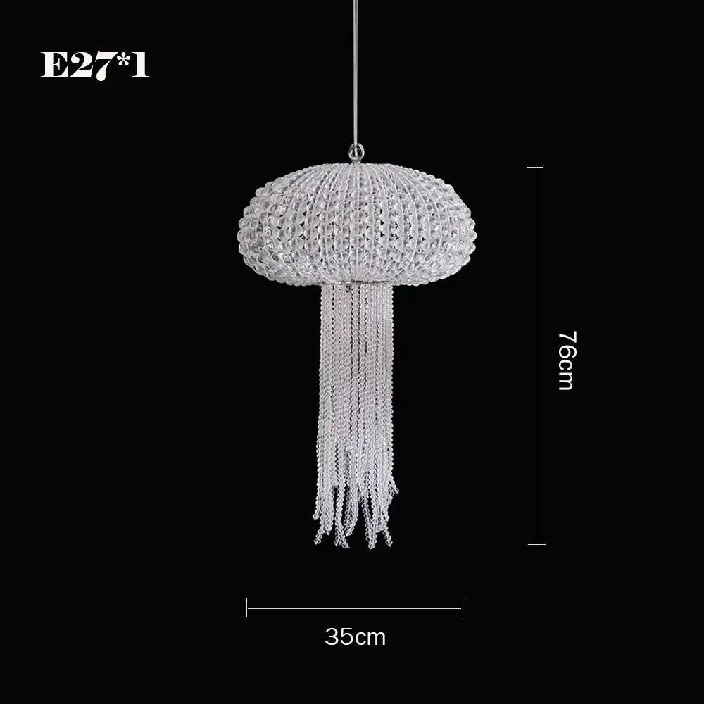Decorbites art deco dimmable crystal jellyfish pendant chandelier with silver metal frame for foyer and dining room