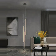 Modern minimalist decorbites art deco gold black pendant light with three vertical led strips for dining room