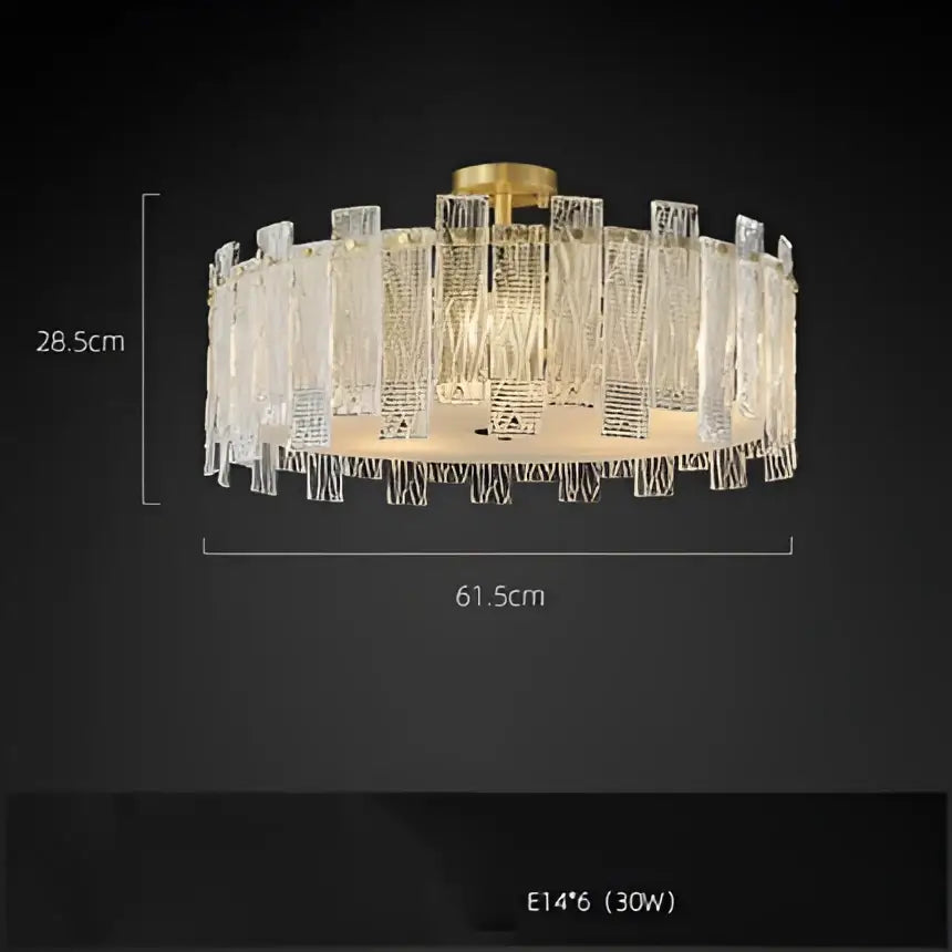 Decorbites art deco golden copper chandelier with brass ceiling mount and cascading clear glass prisms for elegant lighting
