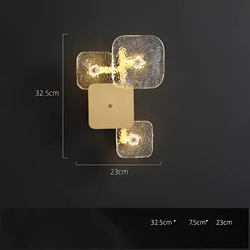 Modern geometric wall sconce with frosted glass panels and matte beige base from decorbites art deco golden copper collection