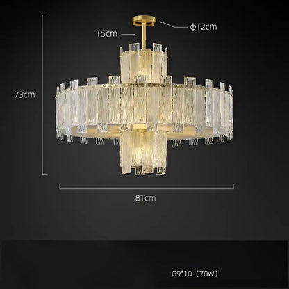 Decorbites art deco golden copper glass chandelier with gold-toned frame and cascading crystal strands led lighting fixture