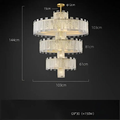 Decorbites art deco golden copper glass chandelier with multi-tiered clear crystal prisms and brass fixture for elegant lighting