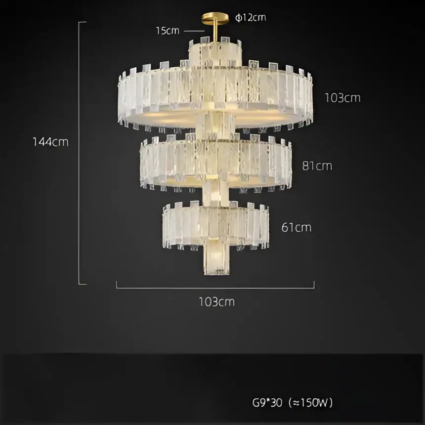 Decorbites art deco golden copper glass chandelier with multi-tiered clear crystal prisms and brass fixture for elegant lighting