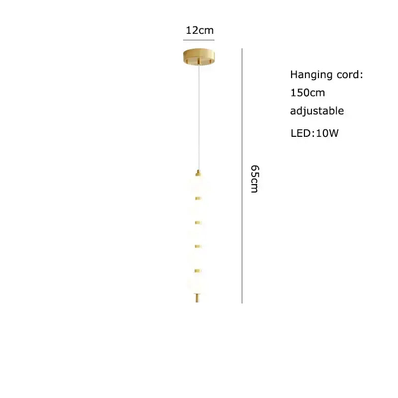 Modern minimalist pendant light with gold-toned metal mount and frosted glass spheres by decorbites art deco led series