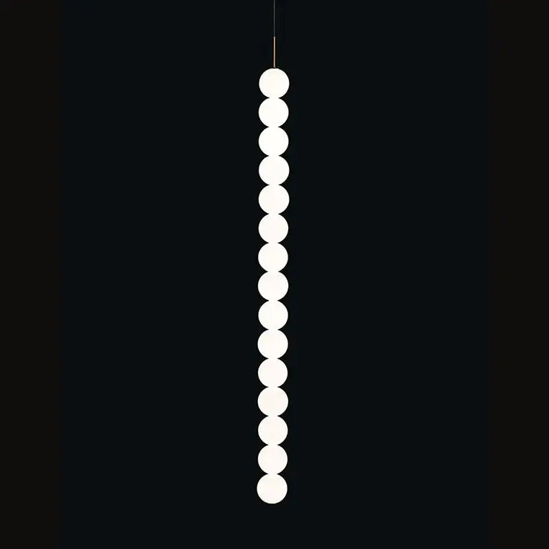 DecorBites art deco pendant light with ten opaque white glass bulbs on a gold chrome rod LED design