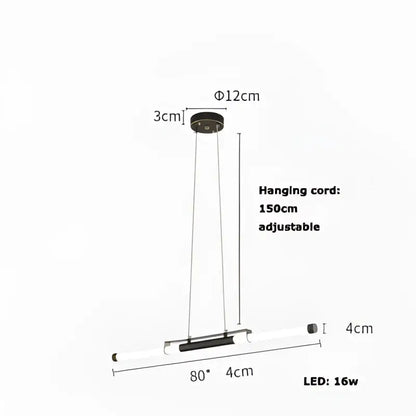 Modern minimalist pendant light with black circular top and white led bar for decorbites art deco dining room lighting