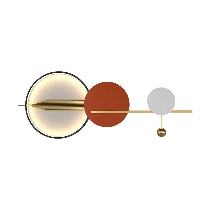 Decorbites art deco metal wall sconce with circular frosted glass and gold-toned rods for bedroom and hotel use