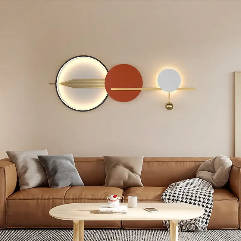 Modern minimalist decorbites art deco led wall sconce with three circular elements metal for bedroom parlor hotel