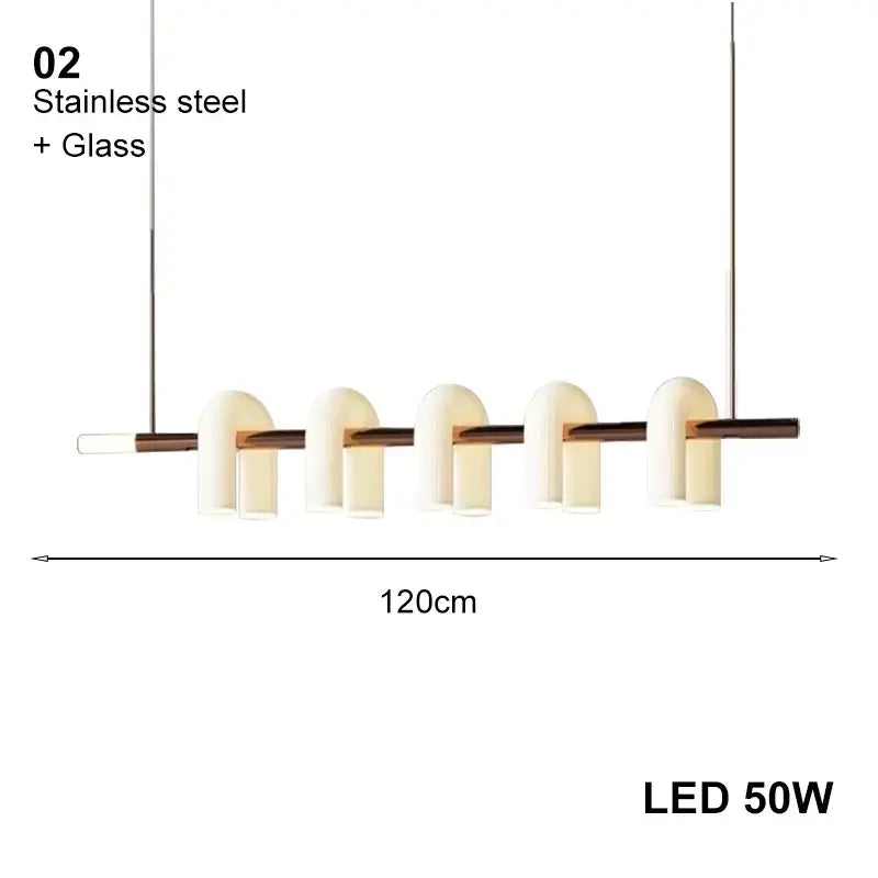 Modern minimalist decorbites art deco white acrylic arched chandelier with five glass shades and led bulbs on stainless steel frame