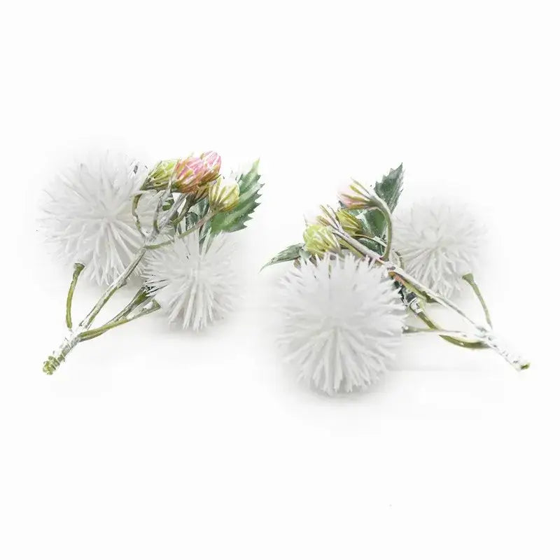 Decorbites™ artificial grass plants featuring white artificial dandelion clusters with green stems and pinkish buds for home decor