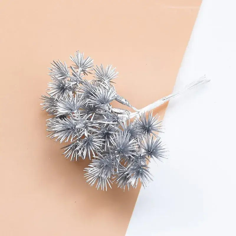 Silver metallic artificial gypsophila plants with spiky needle-like foliage for home decor and diy gifts