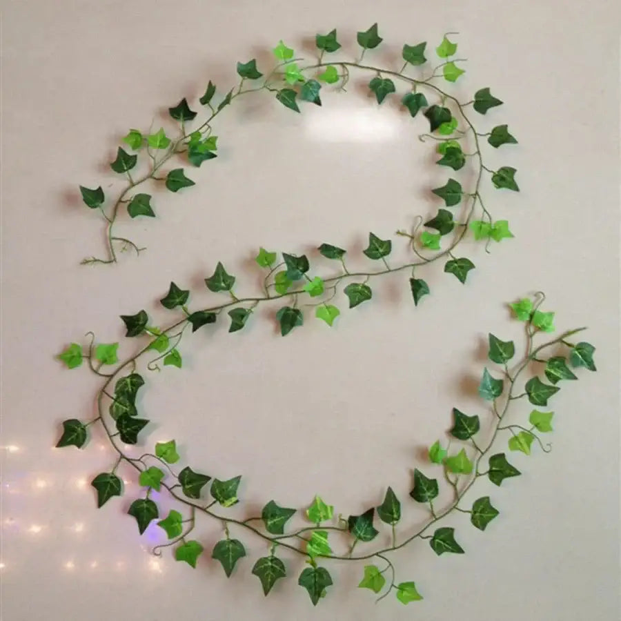 Decorbites artificial hanging green silk leaves garland with varying green shades for christmas home wedding garden decor