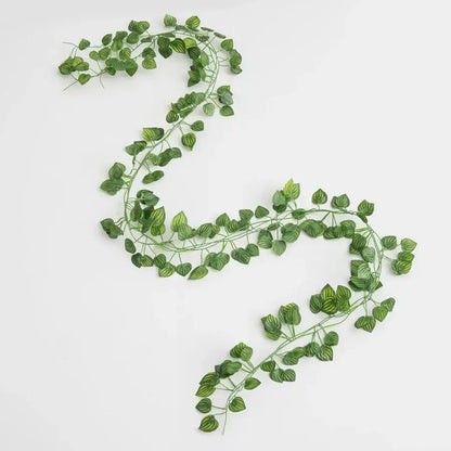 Green decorbites artificial hanging christmas garland with variegated silk leaves for home wedding garden decor